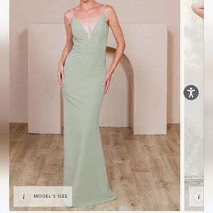 Revelry Camilla Silver Sage Bridesmaid Dress
